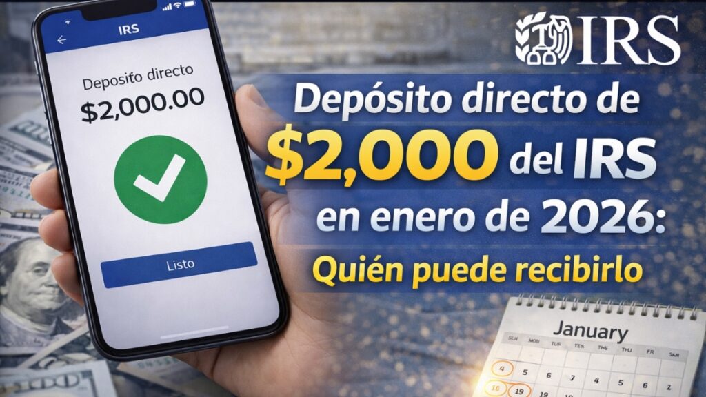 Depósito directo de $2,000 del IRS en enero de 2026: Quién puede recibirlo