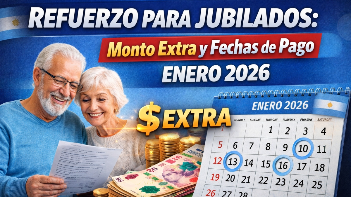 Refuerzo para jubilados: monto extra y fechas de pago enero 2026