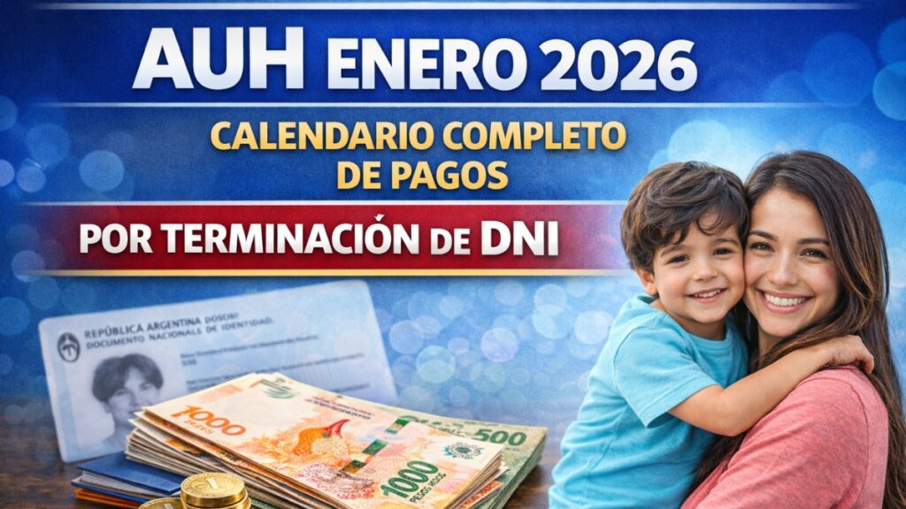 AUH enero 2026: calendario completo de pagos por terminación de DNI